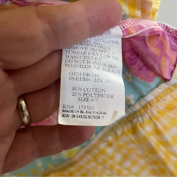 Eleanor Rose Floral Blue and Yellow Kids Dress with matching bow. - Picture 4 of 8